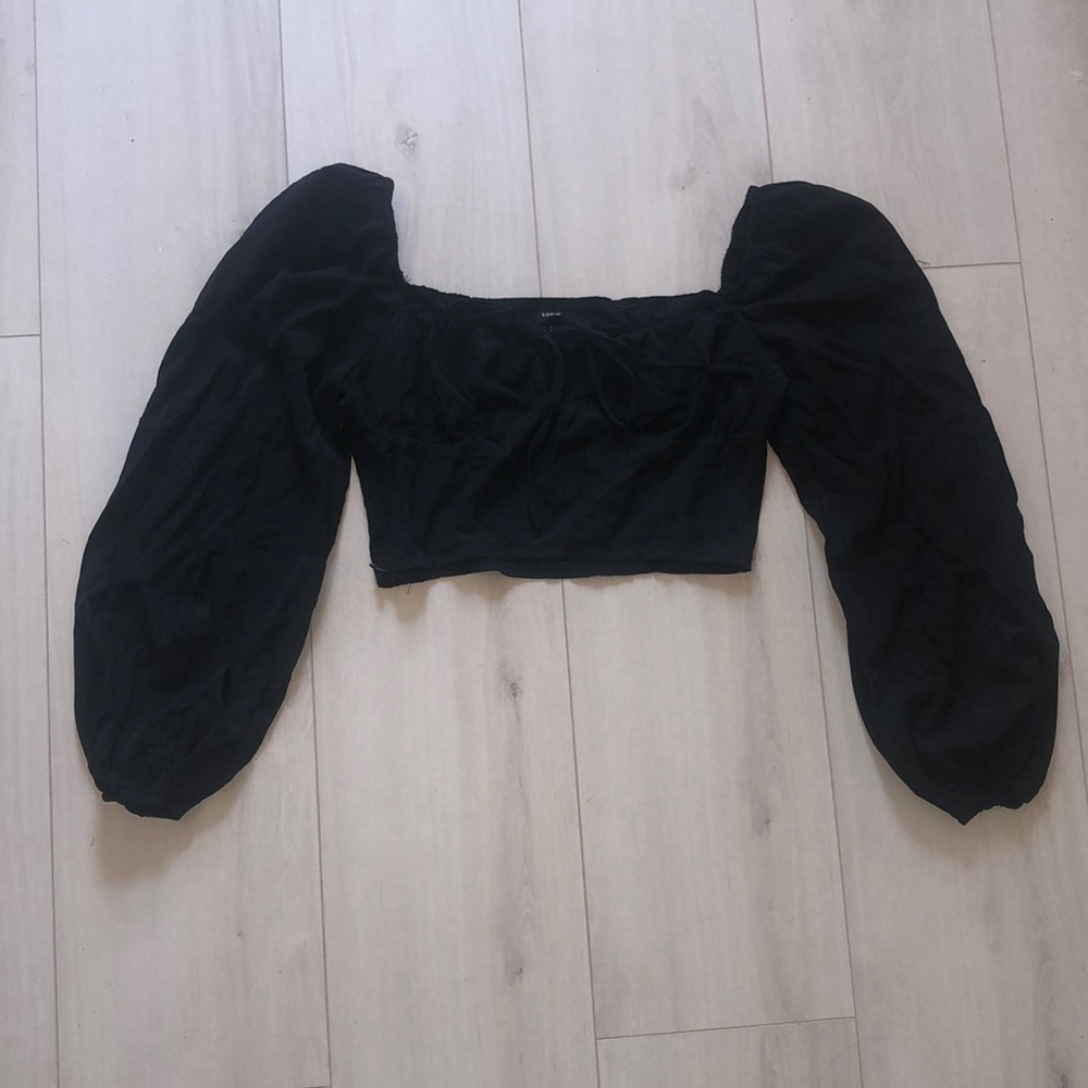 Black off the shoulder crop top